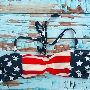 ♥️HP! Catalina | Red White Blue 4th of July Bandeau Bikini Top Small